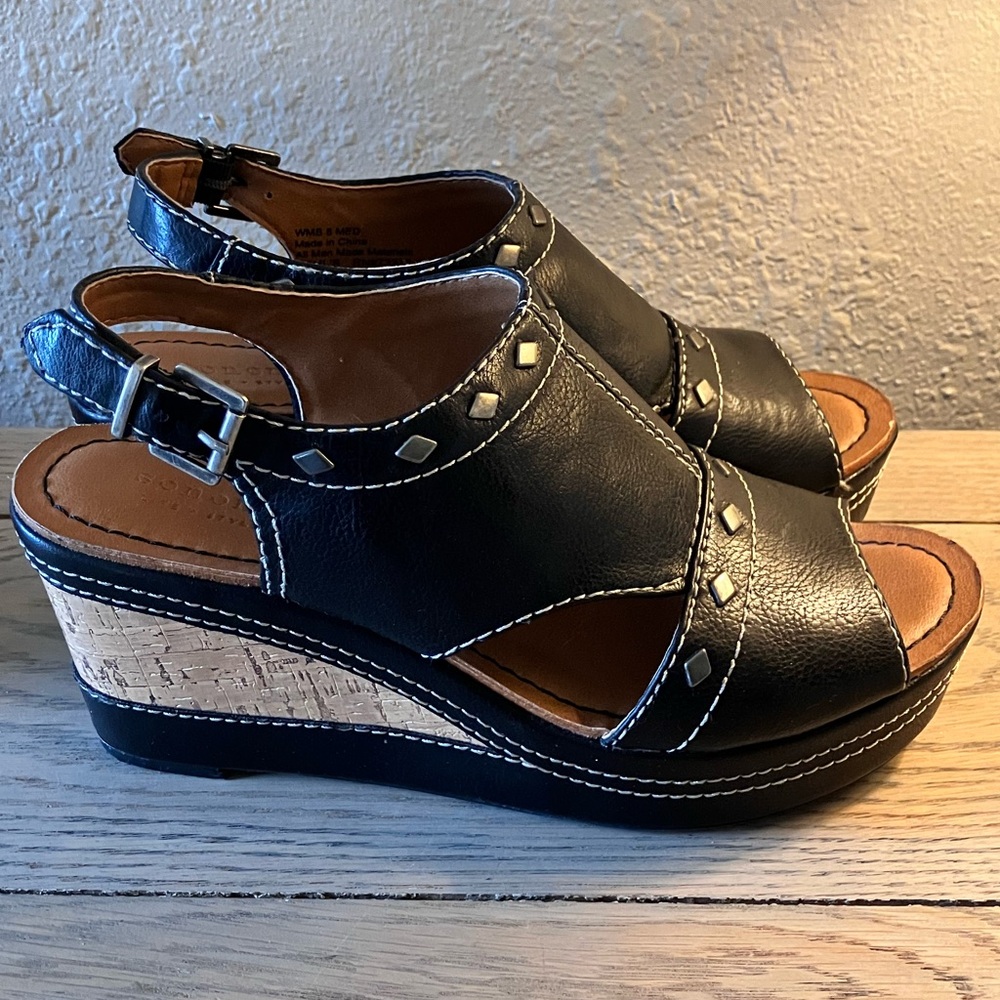 Black Wedge Sandals